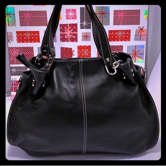 NWOT VERA PELLE Genuine Black Leather Handbag 👜